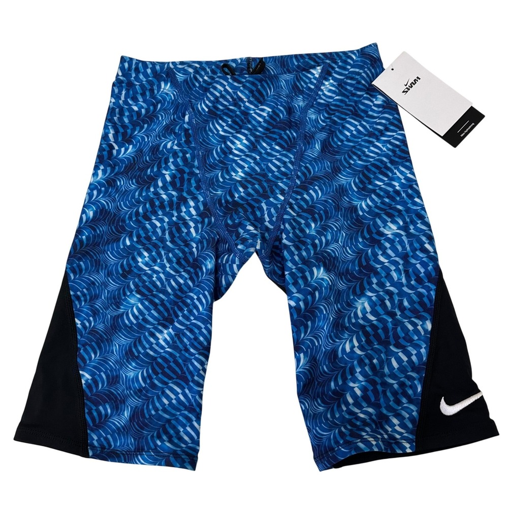 Nike Swim Hydrastrong Blue Geometric Jammer Swimsuit NESSF028-494 Mens 30 NEW